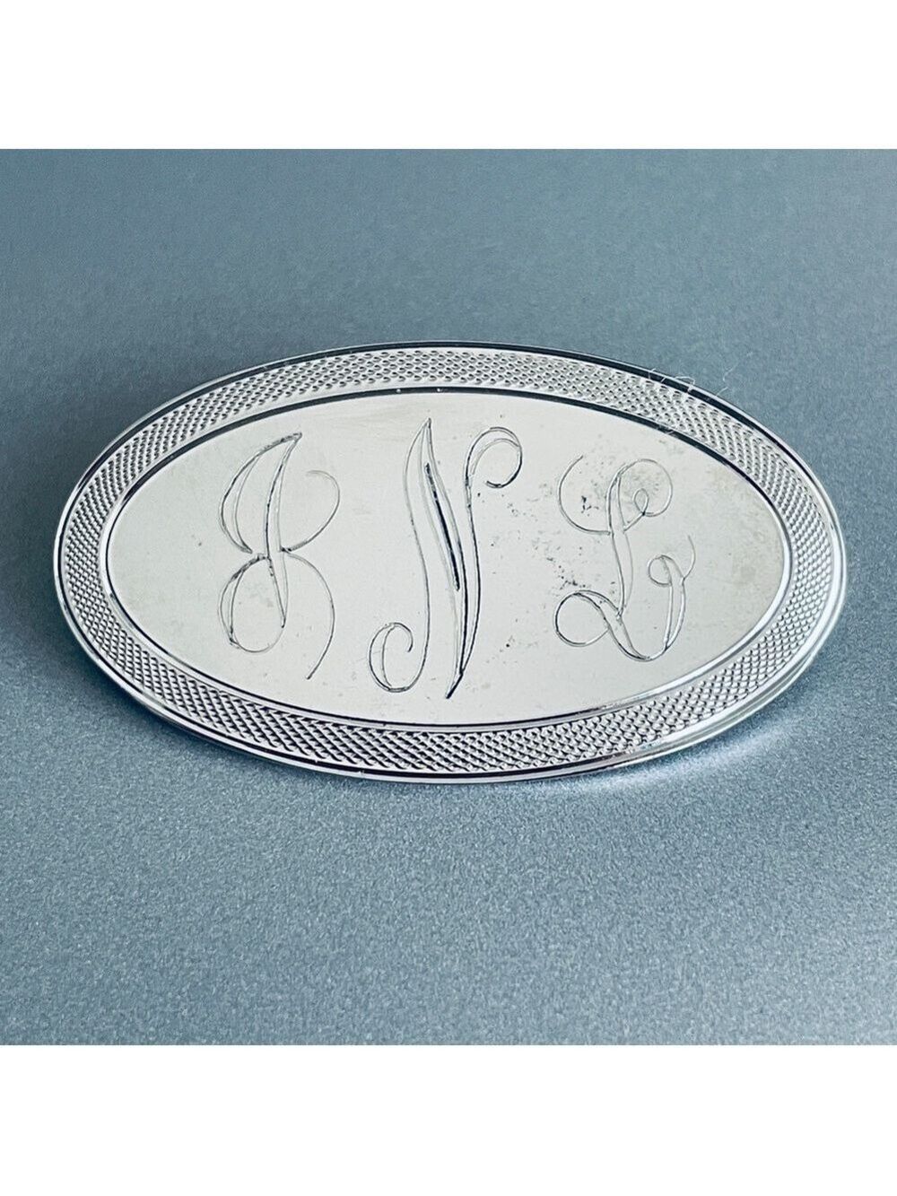 1967 Initial Monogrammed Sterling Silver Oval LAMODE Brooch POCOMOKE CLO…